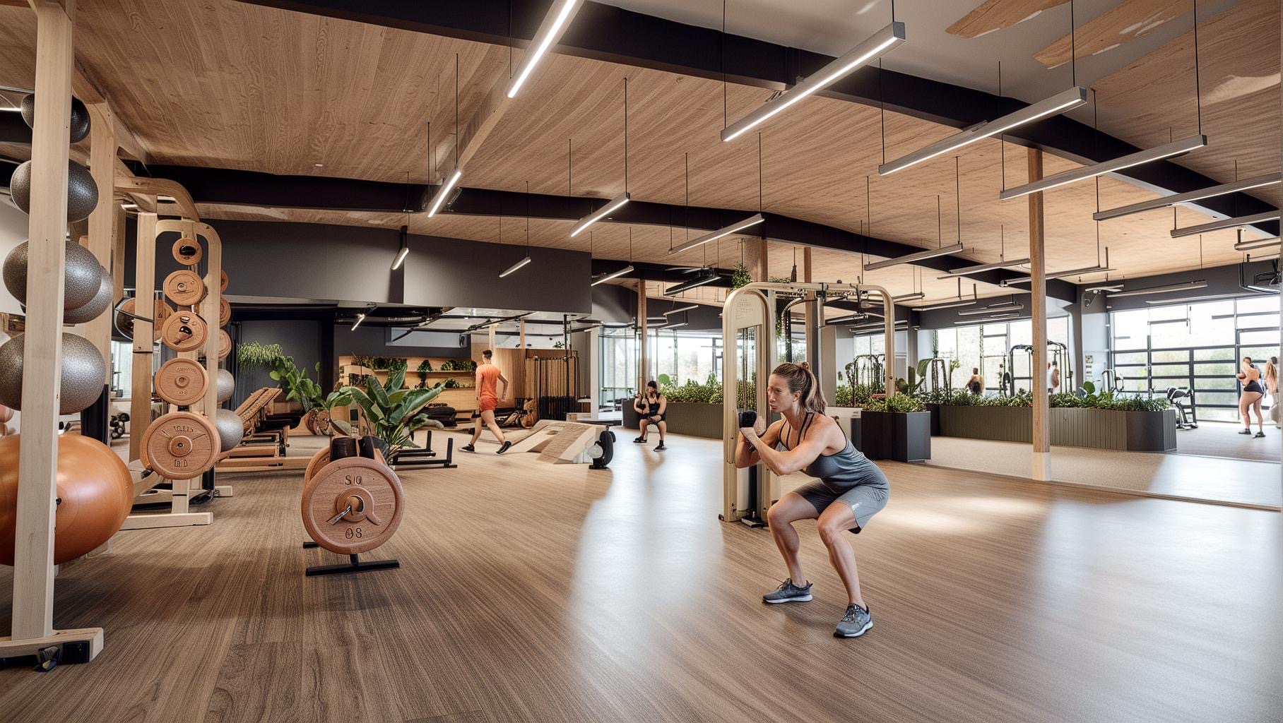 The Kollective Nashville performance floor rendering with training equipment and wood ceiling details