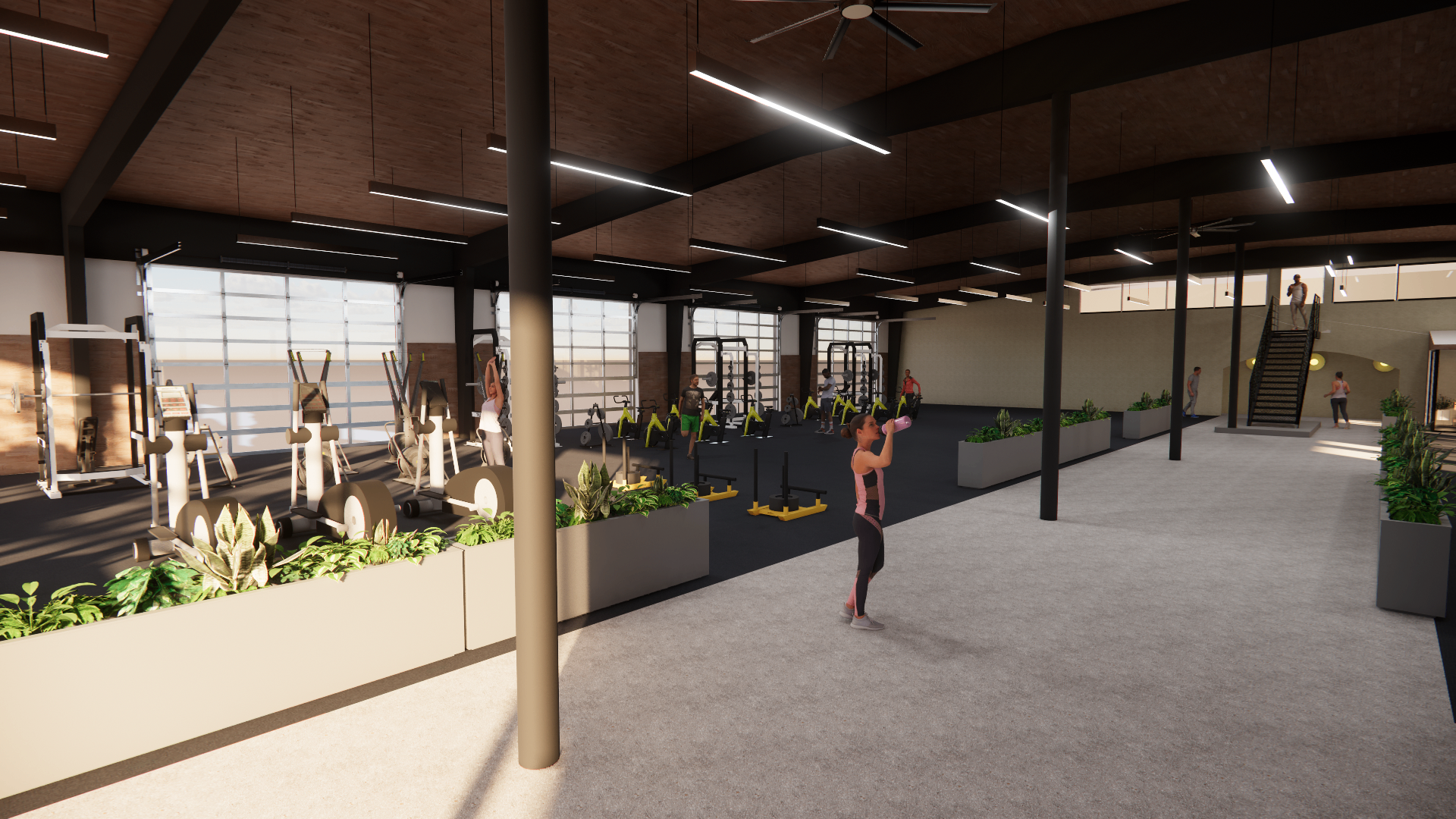 Wide rendering of the Kollective Nashville training floor