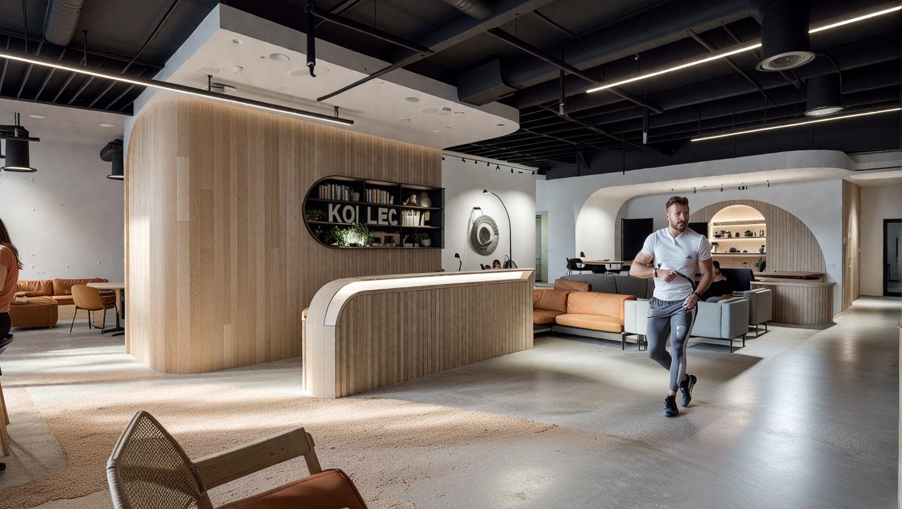 The Kollective Nashville front desk and members lounge rendering